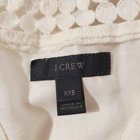 J. Crew Poplin Linen Cotton Tassel Tie Waist Tunic Dress Womens Size XXS White - Picture 8 of 12